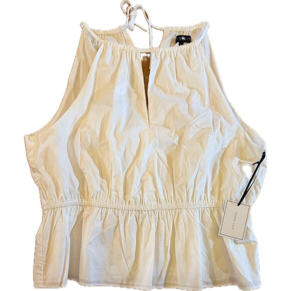 1. State Tops - 1.STATE Blouse Womens Size XL White Sleeveless Tie-Neck Peplum Hem Top
